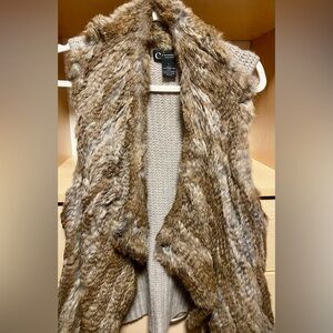 Rabbit fur & cashmere brown vest; EUC, from Bloomingdale’s - size L, fits L-XL